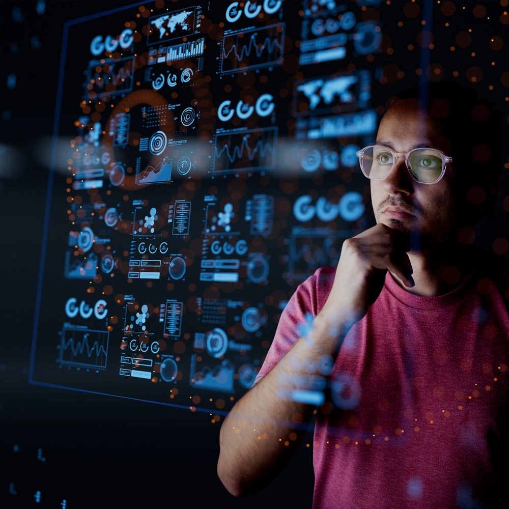 Analyst reviewing data dashboards